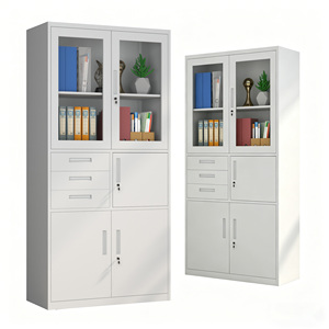 Archivador de Acero de 3 Cajones con Puertas de Vidrio y Acero, Estante Ajustable <span class=keywords><strong>para</strong></span> <span class=keywords><strong>Oficina</strong></span> o Taller - Product Image 4