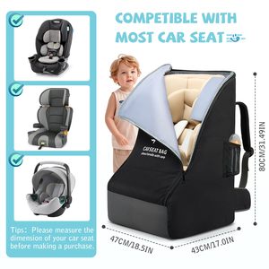 Sac à dos de <span class=keywords><strong>voyage</strong></span> pour siège auto, housse rembourrée robuste pour avion, fermeture éclair, léger, portable, compatible avec la plupart des sièges auto et des rehausseurs - Product Image 2