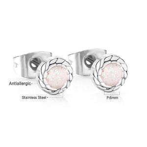 Boucles d'oreilles coréennes en acier inoxydable, boucles d'oreilles avec différentes pierres, bijoux pour femmes - Product Image 5