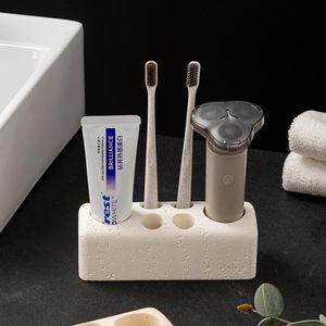 YONGYE Portaspazzolini in Travertino Naturale a 6 Scomparti, Organizzatore <span class=keywords><strong>per</strong></span> Spazzolino Elettrico e Dentifricio, Moderno Antiscivolo Premium <span class=keywords><strong>per</strong></span> <span class=keywords><strong>Bagno</strong></span> - Product Image 4