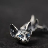 Gothique Punk Vintage Argent Plaqué Sphinx Chat Boucles D'oreilles pour Femmes Hommes Personnalité Creative Chat Boucles D'oreilles Mode Bijoux Cadeaux