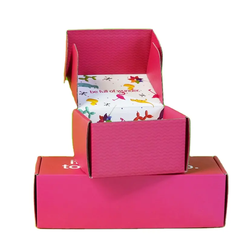 Custom Mailer Printed Pink Red Apparel Boxes Corrugated Mailer Box Shoes Clothes make up Box Packaging With Logo