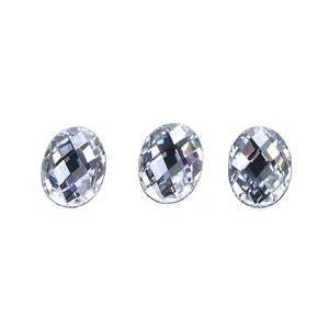 Factory Direct White Oval Cut Double Checker Cut Loose Gemstones Cubic Zirconia For Jewelry Making