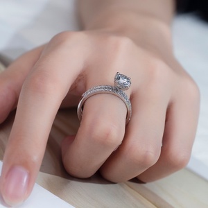 Juego de Anillos de Boda de Platino PT950 con Moissanita Messi Jewelry MSR-1172 - Product Image 5