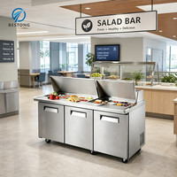 Table de préparation de sandwichs commerciale réfrigérée 48 pouces, armoires réfrigérées pour bar à salades, refroidisseur de préparation de salades pour projets de restauration
