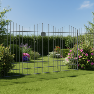 Clôture de jardin en acier 66,93 x 88,58 pouces, plaquée poudre grise, plaque décorative - Product Image 2