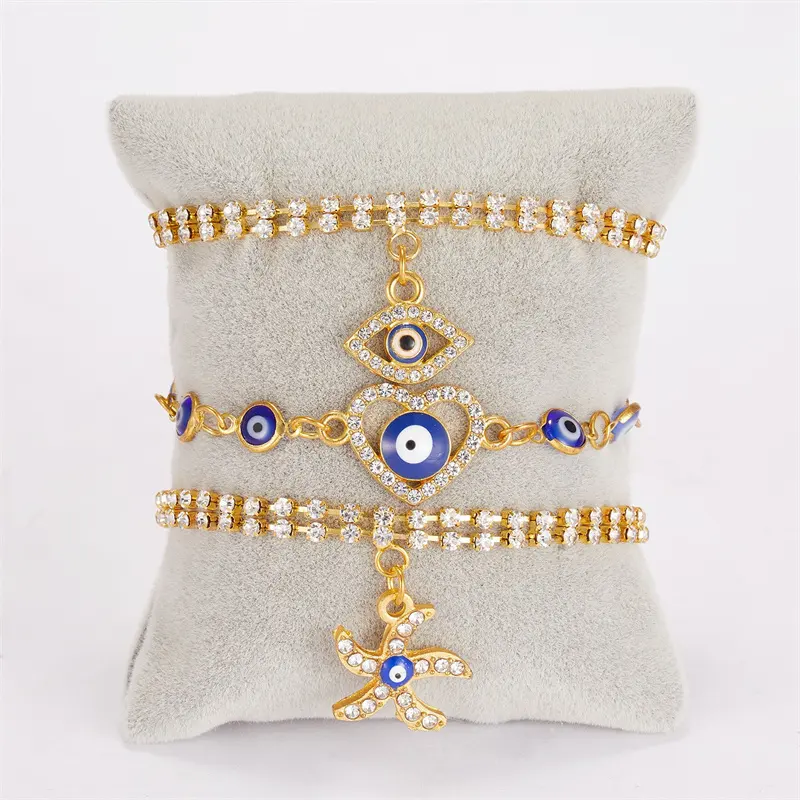Classic Turkish Eye Bracelet for Women Luxury AAA Cubic Zirconia CZ Hamsa Hand Charm Bracelet Female Party Jewelry Gift
