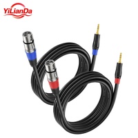 Lot de 2 câbles micro mono TRS mâle 3,5 mm vers XLR femelle 3 broches, plaqué or, cuivre sans oxygène, blindage tressé, gaine en PVC