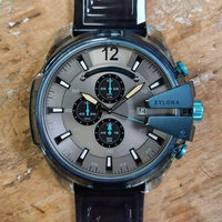Montre-bracelet à quartz multifonctionnelle à quatre fuseaux horaires en acier inoxydable haut de gamme pour hommes, montre en cuir