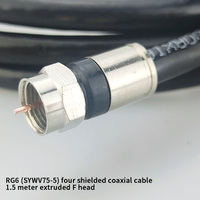 Cable Coaxial RG6 de Alta Calidad de 75 Ohmios, Color Negro con Conector Macho F para Comunicación de Señal de TV