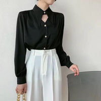 IStapromo hadiah gaun lengan panjang kemeja bebas kerut cocok reguler katun bergaris Vintage kasual untuk pakaian kerja Musim Semi