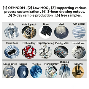 Jean <span class=keywords><strong>Homme</strong></span> de Haute Qualité, Style Luxe Urbain, <span class=keywords><strong>Coupe</strong></span> Slim Délavée et Déchirée, en Denim Élastique, Jambe <span class=keywords><strong>Droite</strong></span> – Vente en Gros - Product Image 6