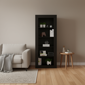 Libreria Verticale Andina a Cinque Ripiani Nera, Design Moderno e Minimalista, Arredamento per Soggiorno, Mensole Aperte in Legno MDF - Product Image 2