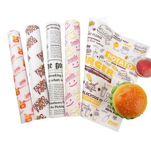 Customized Compostable Fast Food Packaging Greaseproof Hamburger Sandwich <b>Wax</b> <b>Paper</b> Single Side Oil Resistant Coating - Product Image 3