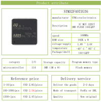 STM32F407ZGT6 Original Nuevo en Stock, Circuito Integrado IC MCU de 32 Bits, 168MHz, 1MB FLASH, LQFP144, Microcontrolador