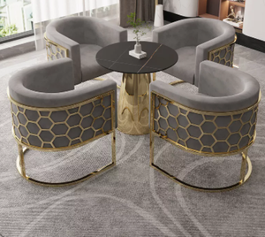 Ghế ăn nhà hàng kim loại, ghế sofa salon, ghế ăn hiện đại phong cách Bắc Âu bằng thép không gỉ, ghế ăn bọc nhung - Product Image 1