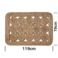Tapis rustique en jute tressé à la main, motif cercle ajouré, en fibres naturelles, écologique, adapté aux animaux domestiques, respirant, antidérapant et léger