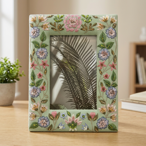 Espejo de Pared con Marco de Madera Bordado con Flores Bohemias, Decoración para el Hogar, Montaje Vertical - Product Image 3