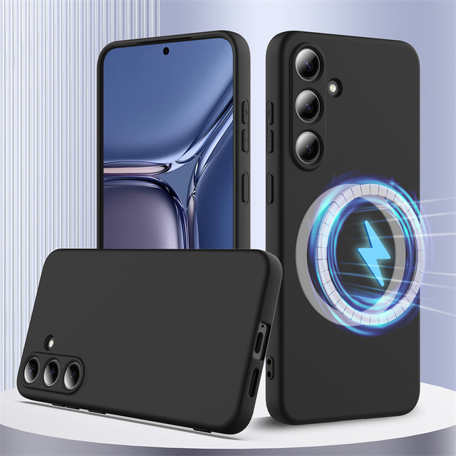 Magnetic Colorful Matte Soft Silicone Back case for Samsung Galaxy S25 S24 Ultra S24+ / S24 FE Wireless Charging Phone Cover