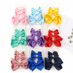 3 unids/lote de lazo de pelo de cinta de grogrén para niñas pequeñas con pinza de pelo de Metal, juego de lazo para niños, tocado de horquilla - Product Image 2