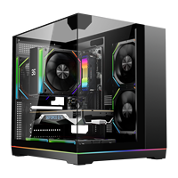 Casing PC ESGAMING Full Tempered Glass Seaview RGB Panoramic View Mid Tower, Casing Komputer Desktop Elegan
