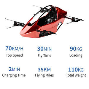 Red Rotary Wing VTOL Aircraft Battery Powered Lightweight Carbon Fiber Single Seat 1080P <b>Camera</b> Helicopter Vertical Take Landing - Product Image 2