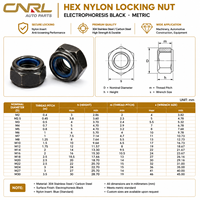Hex Nylon Locking Nut Electrophoresis Black Fastener Metric 304 Stainless Steel Carbon Steel Long Pure Spec Professional