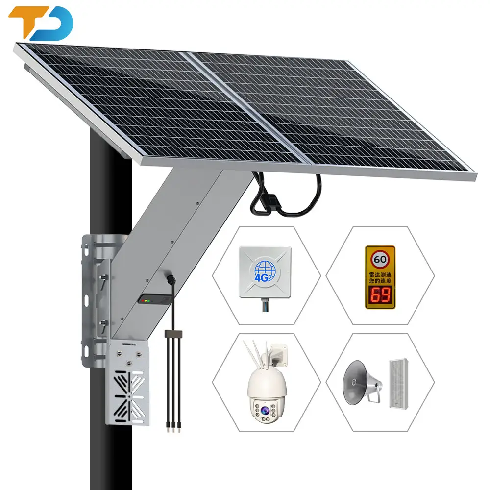 TecDeft Generador Solar Anti-cortocircuito con Panel Conjunto Completo para Cctv 384Wh Sistema de Almacenamiento de Energía Solar para Cámara 4G