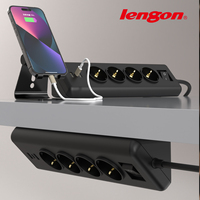 Prise électrique intelligente d'angle UE, 3 prises avec 2 USB et 1 type-C, horizontale escamotable, 220-250V 50Hz 16A