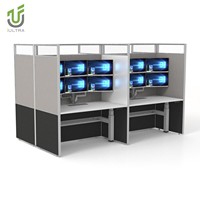 IULTRA Bureau de direction moderne à double moteur électrique avec placage de bois de qualité supérieure et rangement intégré pour le bureau du PDG