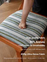 Chaise de salle à manger rétro française du milieu du siècle, structure en bois massif, revêtement en lin, écologique, durable, fauteuil de salle à manger pour hôtel, sensation premium