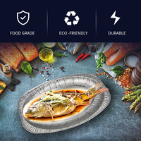 Écologique 1080ml de Qualité Alimentaire Ménage Argent Récipient Alimentaire Plateau Ovale Plat De Cuisson Poisson Alimentaire Jetable Assiette En Aluminium