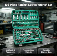 Bestseller - Trousse à outils complète de réparation automobile 108 pièces Takim Red Box avec douilles à chocs et cliquet, mallette rigide OEM pour garages et ateliers