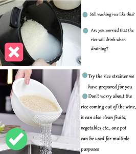 Colador de plástico de grado alimenticio para lavar arroz y verduras con mango y tazón de drenaje de agua - Product Image 5