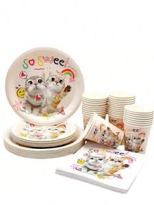 Phong Cách Hiện Đại Dùng Một Lần Giấy Tấm Khăn Mèo Đảng Bộ Đồ Ăn Đặt Cho Trẻ Em Cho Giáng Sinh Diwali Phục Sinh Trung Quốc Năm Mới - Product Image 4