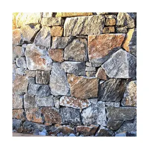 天然蓝黄石英岩堆叠文化石材贴面别墅墙面覆层
