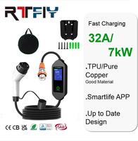 Chargeur EV portable 32A 7kW pour l'Australie, recharge rapide des véhicules électriques, utilisation à domicile et en extérieur, compatible avec la commande par application Wi-Fi