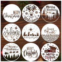 9 pochoirs ronds de Noël de 12 pouces pour la peinture, modèles réutilisables en PET pour enseignes en bois, porte-clés, décorations de vacances DIY