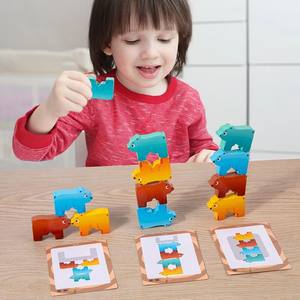Bloques de Madera Apilables con Forma de Oso, Juguetes Educativos Montessori para Niños, Coordinación Mano-Ojo, Habilidades Motoras Finas - Product Image 2