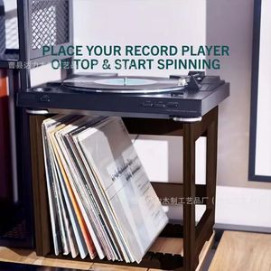 Wooden Vinyl <b>Record</b> Rack With Turntable <b>Stand</b> Storage Shelf For Home Use - Product Image 4