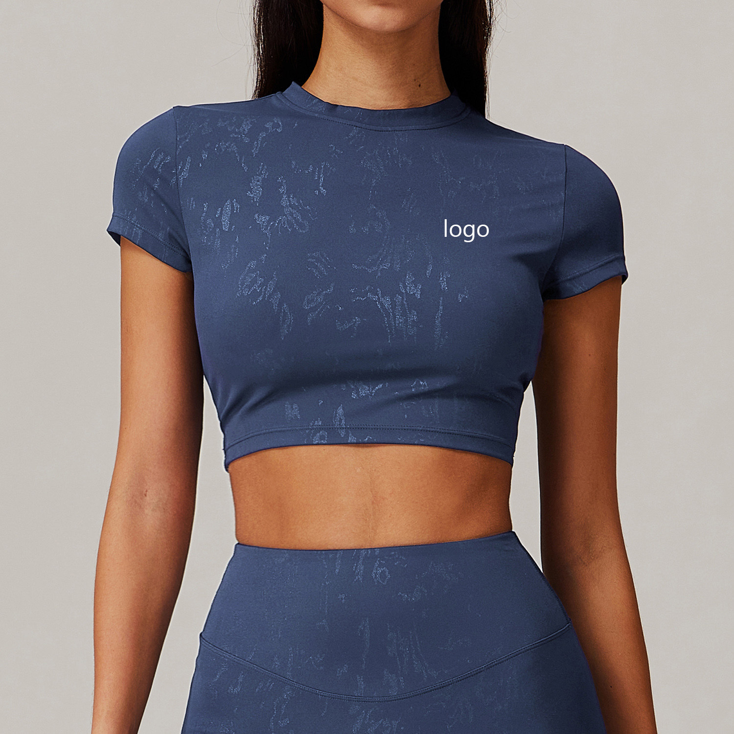 Women's Customized Logo Quick-Drying T-Shirt Fitness Tight-Fitting Hot Stamping Sports Running Top Cloud Feeling Yoga Top