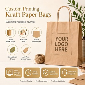 Bolsas de Mercado Vintage Personalizadas de Papel Kraft Marrón con Logotipo de Reloj de Bolsillo Antiguo, Paquete de Regalo con Asa Retorcida y Artículos Curados de Mercadillos - Product Image 6