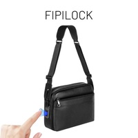 Sac à bandoulière antivol pour homme en cuir véritable, sac à bandoulière de luxe Fipilock avec serrure à empreintes digitales
