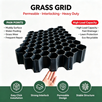 Grille de gazon en plastique, grille de pavage pour gazon, haute résistance, perméable, pour allées d'accès d'incendie, protection des pentes de jardin, stabilisation du sol
