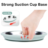 Assiette bébé la plus vendue, sûre, en acier inoxydable 304, enveloppée de silicone, non divisée, base isolée, motif dessin animé, compatible lave-vaisselle
