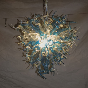 Lustre en verre soufflé à la main lustre en verre de murano de luxe lustre d'art bleu luminaire pour salle à manger salon villa - Product Image 3