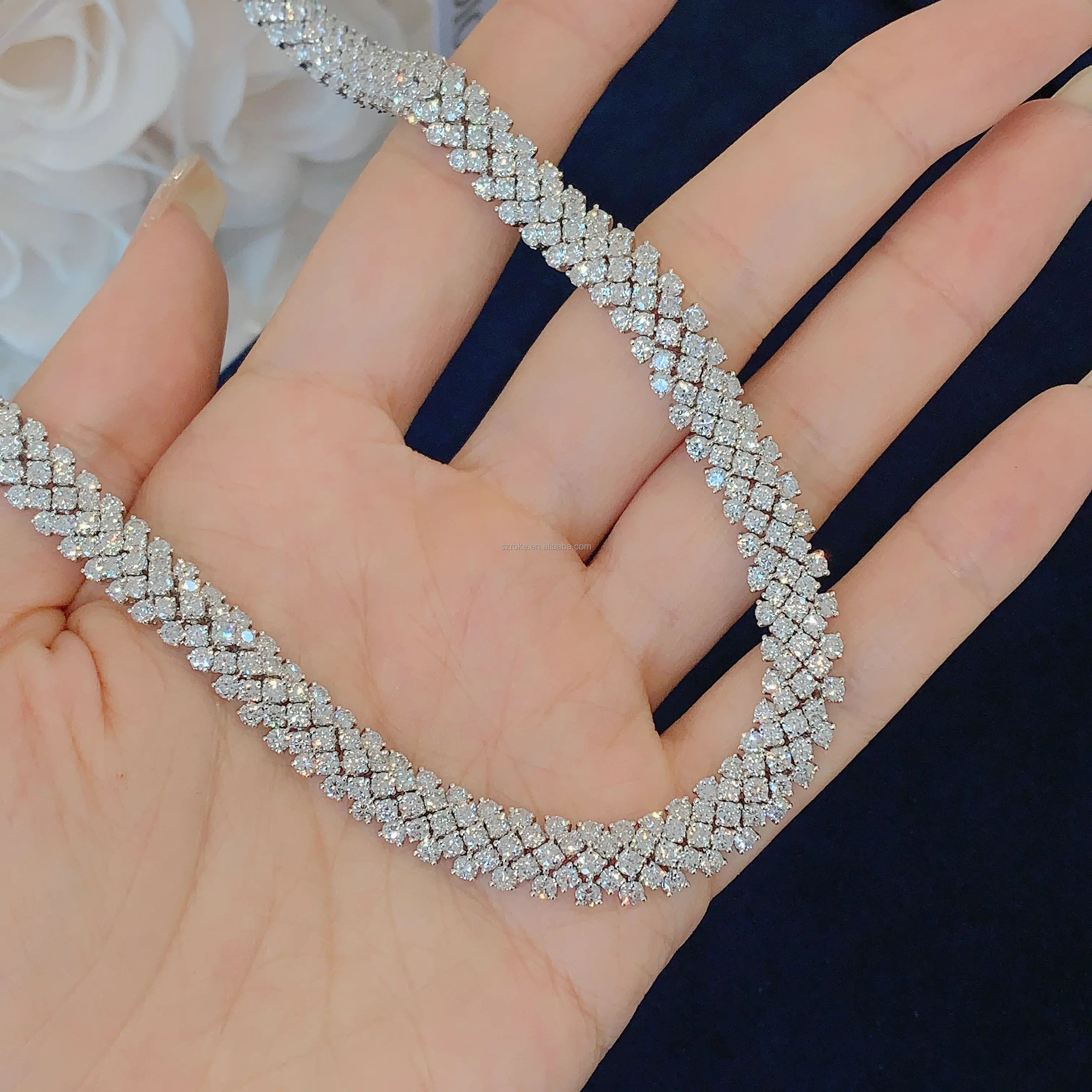 Op Maat Gemaakte Luxe Diamanten Ketting High-End Handgemaakte Damessieraden