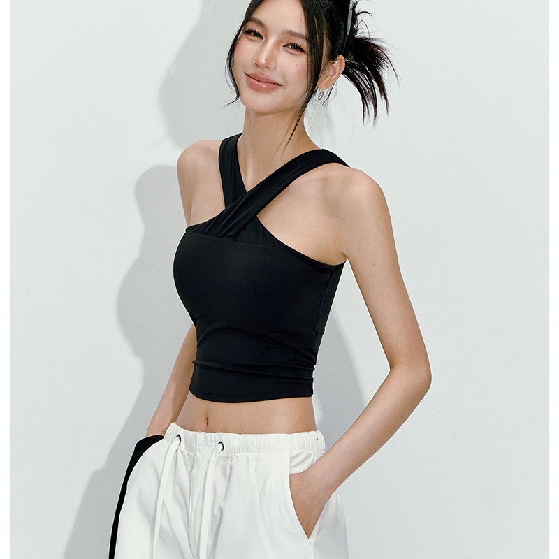 New Style Women's Halter Neck Breathable for tank Top One-piece Black Pilates Yoga Wear Slim Fit for Summer