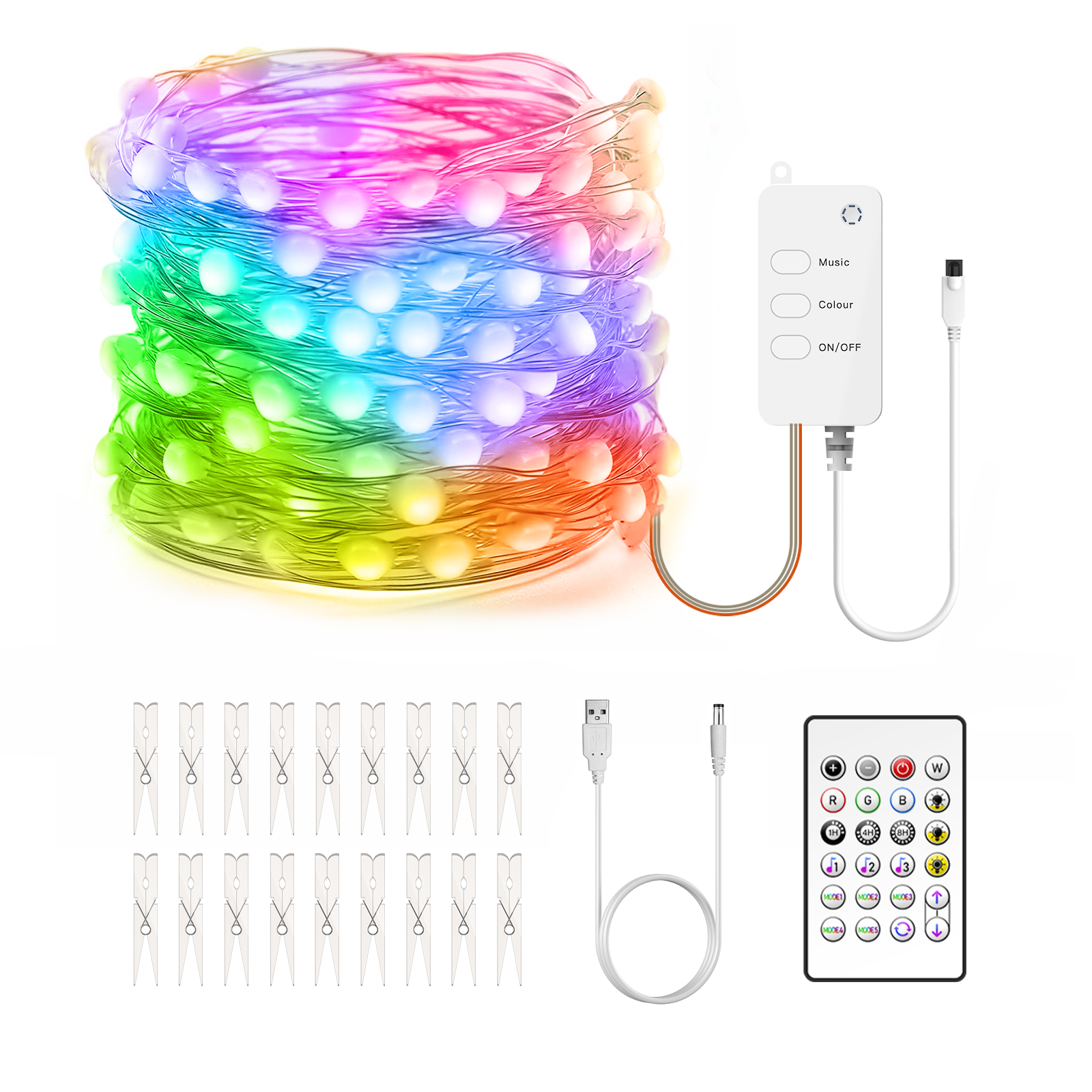 Christmas Lights LED String USB DC 5V Waterproof IP65 RGBIC Photo Clips String Lights For Photo Wall Decoration Atmosphere