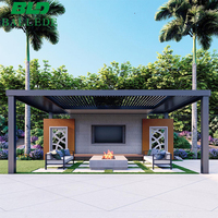 Auvents bioclimatiques personnalisables, pergola motorisée en aluminium résistante aux intempéries avec système de drainage dissimulé et foyer
